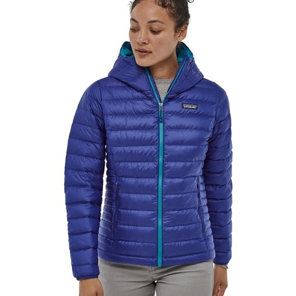 Patagonia Jackets & Blazers - Patagonia Blue Hooded Full Zip Puff Jacket Size L